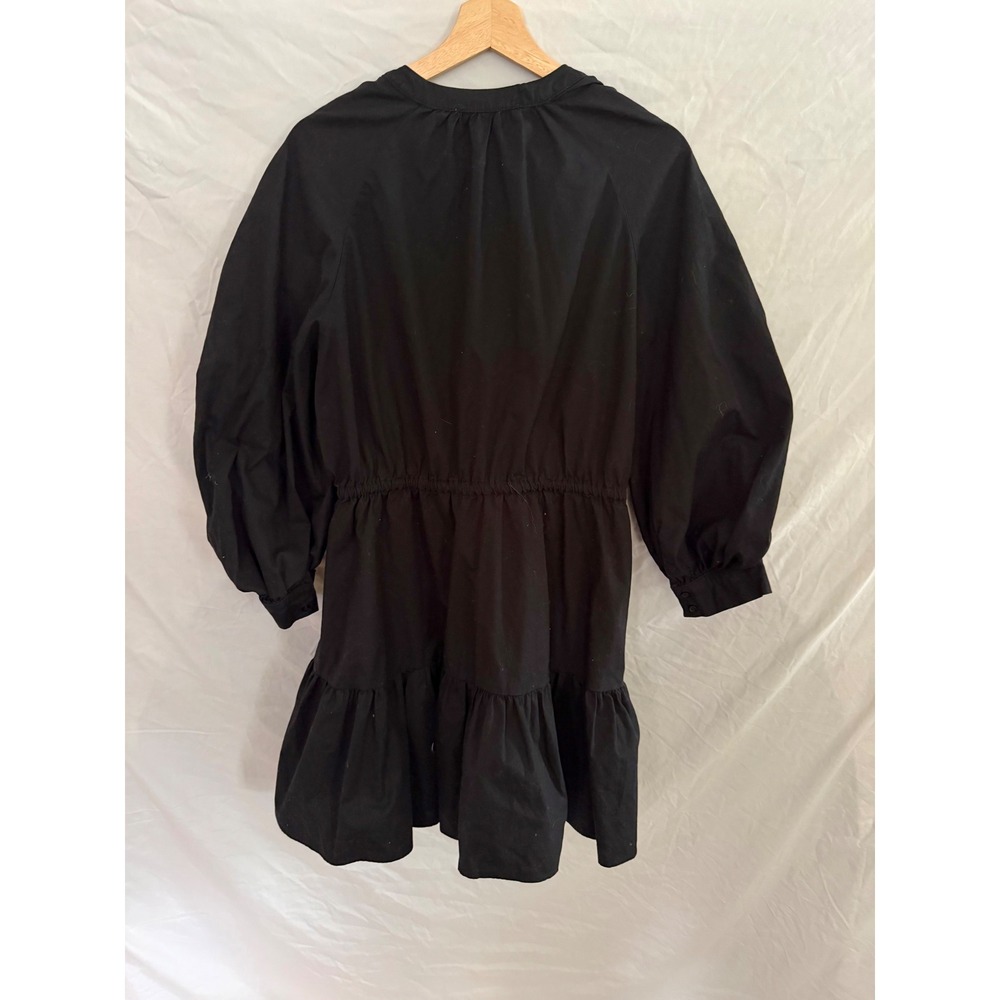 ASTR The Label Mini Dress Womens Black Long Puff Sleeve Tiered Ruffle Medium - Picture 2 of 5